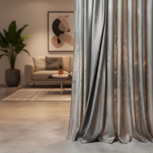 Satiny Touch Dark Grey Voile Curtain 1