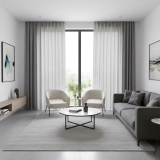 Satiny Touch Dark Grey Voile Curtain 3