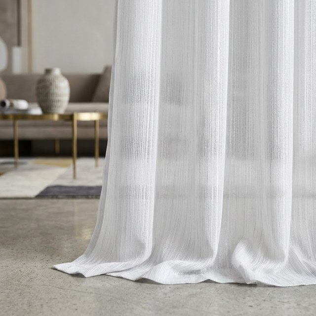 Silk Waterfall White Chiffon Voile Curtain 1