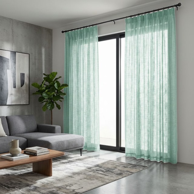 A Touch of Sunshine Mint Green Voile Curtain 1