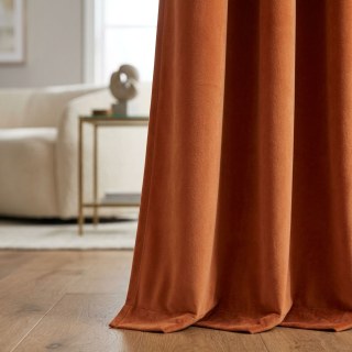 Cascade Matte Terracotta Burnt Orange Velvet Curtains 6