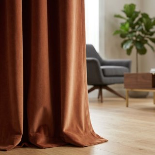 Cascade Matte Terracotta Burnt Orange Velvet Curtains 5
