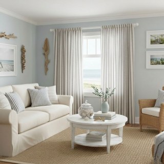 Coastal Weave Driftwood Brown Striped Natural Linen Cotton Blend Curtains 4