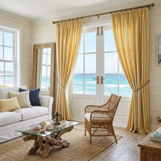 Coastal Weave Sandstone Yellow Striped Natural Linen Cotton Blend Curtains 3