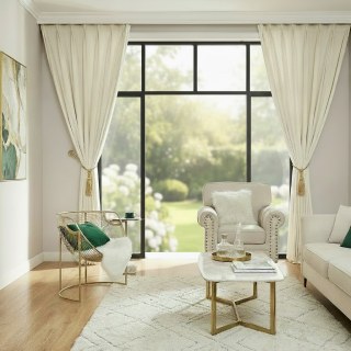 Fine Whipped Cream Off White Velvet Curtains 3