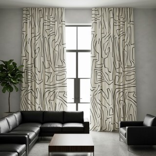 Graffiti Soul Black and White Abstract Line Art Chenille Curtain 3