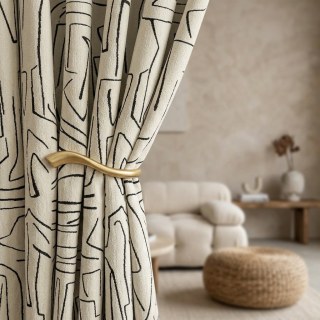 Graffiti Soul Black and White Abstract Line Art Chenille Curtain 2