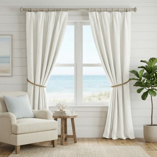 Nature's Grid Off White Linen Cotton Blend Curtains 2