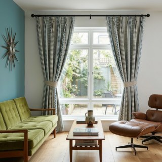 Obsessed with Polka Dots Modern 3D Jacquard Blue & Grey Geometric Patterned Curtain 3