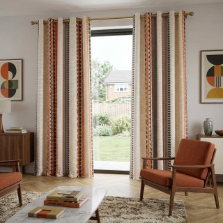 Obsessed with Polka Dots Modern 3D Jacquard Orange Black Geometric Patterned Curtain 3