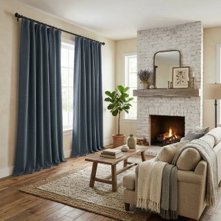 Pine Valley Denim Blue Blackout Curtain