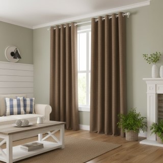 Regent Linen Style Light Coffee Curtain 2