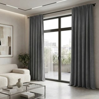 Smart Space Double Sided Light Grey Vegan Suede Curtains 2