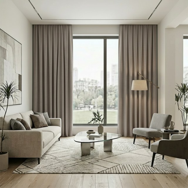 Smart Space Double Sided Mocha Light Brown Vegan Suede Curtain 1