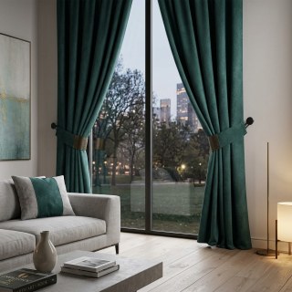 Smart Space Double Sided Teal Green Vegan Suede Curtains 4