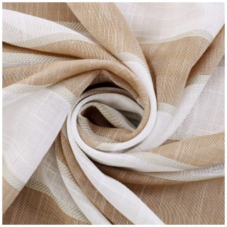 Sunnyside Linen Style Brown & White Striped Voile Curtains 7