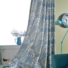 Brise Poudre Bleu Floral Rideau 1