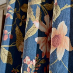 Élégant Rideau Pivoine Bleu 2