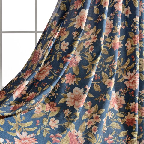 Élégant Rideau Pivoine Bleu 1