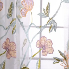 Fragrance Bleu Branche Brodé Rideau en Voile 4