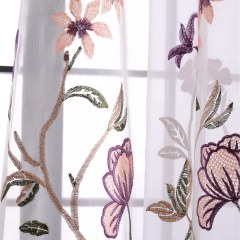 Fragrance Brun Branche Brodé Rideau en Voile
