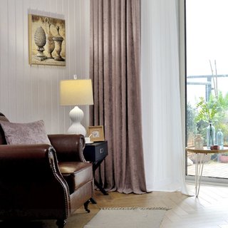 Rideau en chenille luxe moka violet poussiéreux 4