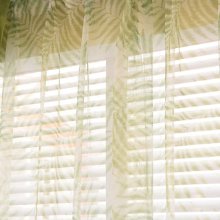 Feuilles de Palmier Vert Rideau Voile Transparent