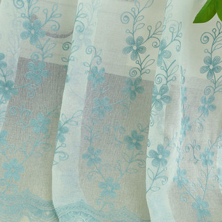 Touch of Grace bleu brodé fleur voile rideau