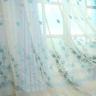 Touch of Grace bleu brodé fleur voile rideau 3