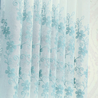 Touch of Grace bleu brodé fleur voile rideau 5