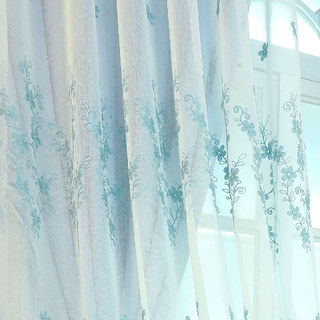 Touch of Grace bleu brodé fleur voile rideau 2