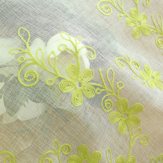 Touch Of Grace Brodé Vert Citron Fleur Voile Rideau 5