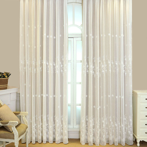 Rideau en Voile Doublé Touch Of Grace Blanc, Rideau Voile Brodé avec Doublure Crème 1