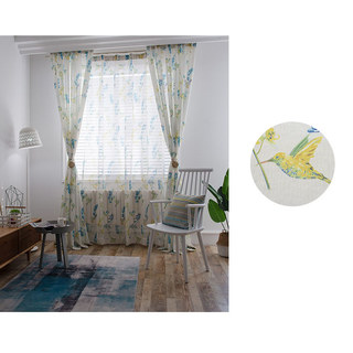 Hummingbird Bleu Floral Jute Style Rideau (Pas Voile) 4