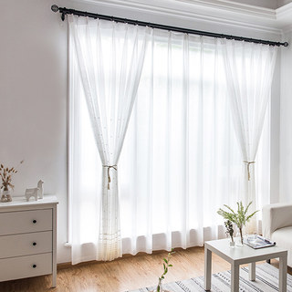 Rideau en Voile Transparent à Pois Dorés Brodé 2