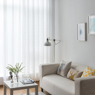 Rideau en Voile Transparent à Pois Dorés Brodé 3