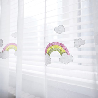 Chassez les arcs-en-ciel Rideau Voile Brodé Rose Transparent 2