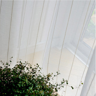 Diana Rideau Voile Simple Brin Lignes Verticales Piqûres Dorées 2