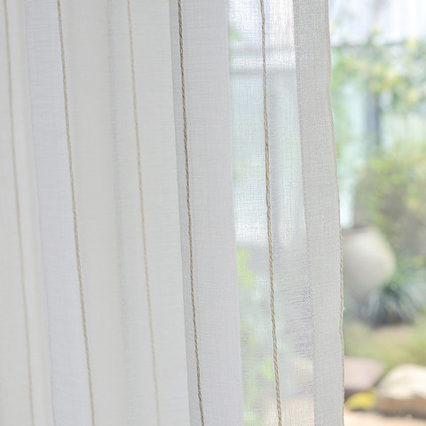 Diana Rideau Voile Simple Brin Lignes Verticales Piqûres Dorées 1