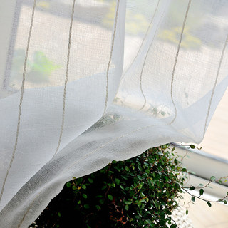 Diana Rideau Voile Simple Brin Lignes Verticales Piqûres Dorées 4