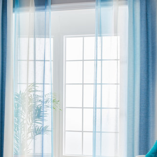 Brise Marine Cocktail Pastel Bleu Ciel Blanc Coco Rideau Voile Transparent 2