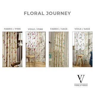 Floral Journey Rose Brodé Rideau Voile Transparent