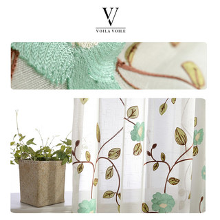 Floral Journey Sage Brodé Voile Transparent Rideau 3