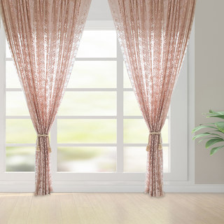 Dentelle Rideau Posey Rose Pâle Rideaux en Tulle