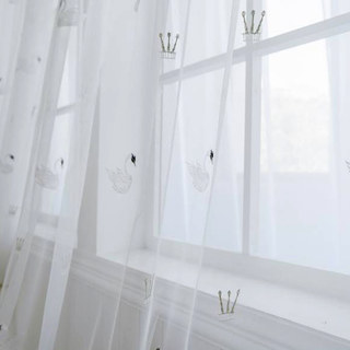 Rideaux de la Voile avec des cygnes blancs brodés 3