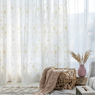 Buttercup Gold Brodé Voile Transparent Rideaux