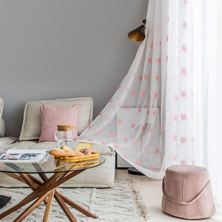 Flora Rose Feuillage Brodé Voilage Transparent Rideau 2