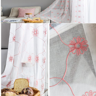 Flora Rose Feuillage Brodé Voilage Transparent Rideau 3