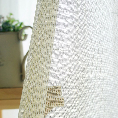 Subtil doré texturé brillant crème voile transparent rideau 1
