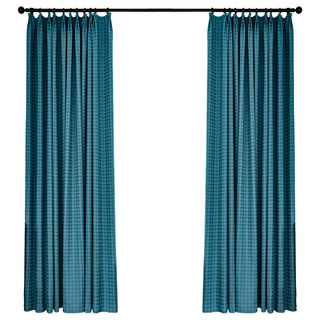 Houndstooth Motif Rideau Occultant Bleu Canard et Noir 4